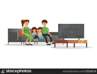 cartoon version of family member watch to TV,vector illustration