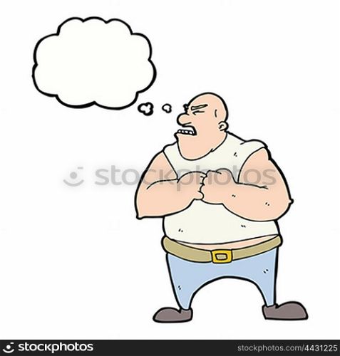 cartoon violent man with thought bubble