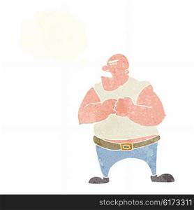 cartoon violent man with thought bubble