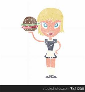 cartoon waitress with burger