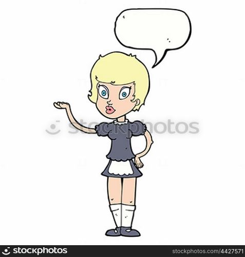cartoon waitress with speech bubble