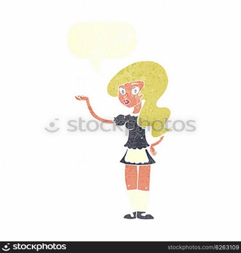 cartoon waitress with speech bubble