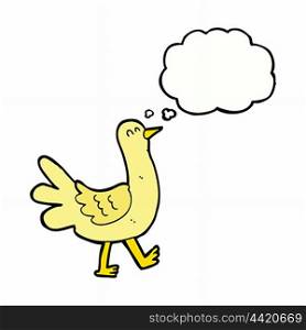 cartoon walking bird with thought bubble