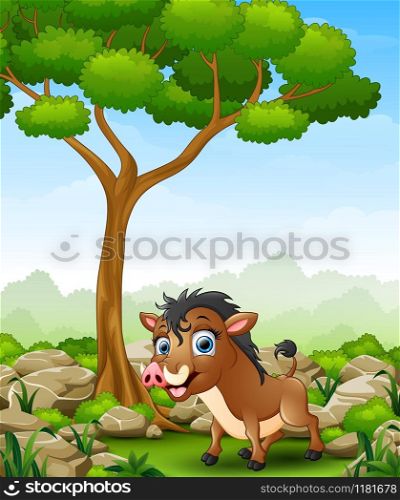 Cartoon warthog in the jungle
