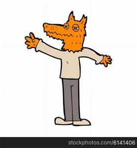 cartoon waving fox man