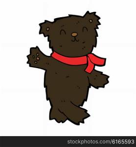 cartoon waving teddy black bear