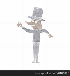 cartoon waving werewolf wearing top hat