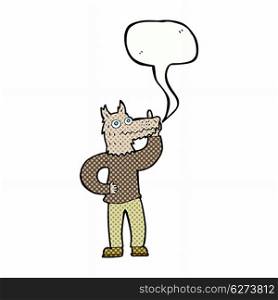 cartoon werewolf with idea with speech bubble
