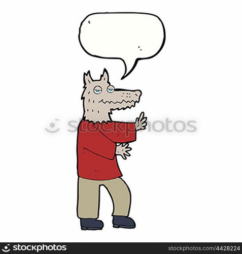 cartoon werewolf with speech bubble