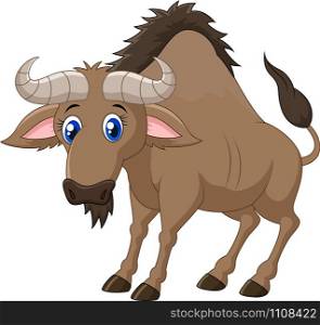 Cartoon Wildebeest mascot isolated on white background