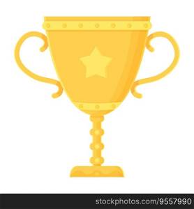 Cartoon winner cup object. Golden trophy with crown. Prize, success, competition, achievement, congratulations concept. Stock vector element isolated on white background in flat style. Cartoon winner cup object. Golden trophy with crown. Prize, success, competition, achievement, congratulations concept. Stock vector element isolated on white background in flat style.