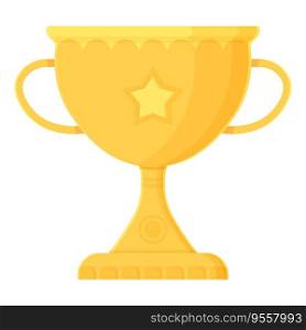 Cartoon winner prize. Golden trophy with crown. Prize, success, competition, achievement, congratulations concept. Stock vector element isolated on white background in flat style. Cartoon winner prize. Golden trophy with crown. Prize, success, competition, achievement, congratulations concept. Stock vector element isolated on white background in flat style.