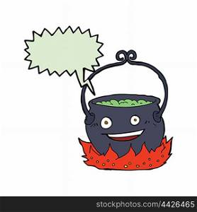 cartoon witch&rsquo;s cauldron with speech bubble