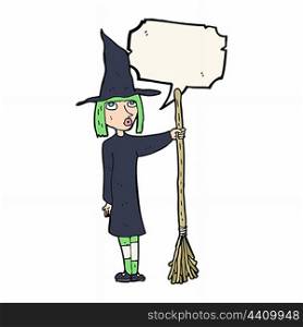 cartoon witch with speech bubble