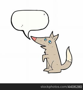 cartoon wolf cub with speech bubble