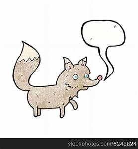 cartoon wolf cub with speech bubble