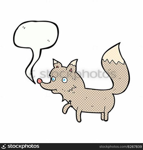 cartoon wolf cub with speech bubble