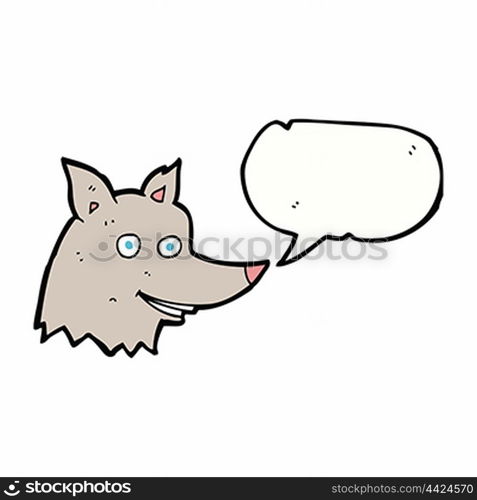 cartoon wolf head with speech bubble