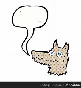 cartoon wolf head with speech bubble