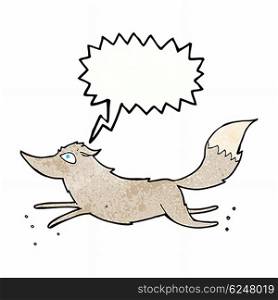 cartoon wolf running with speech bubble