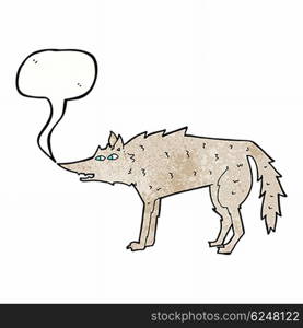 cartoon wolf with speech bubble