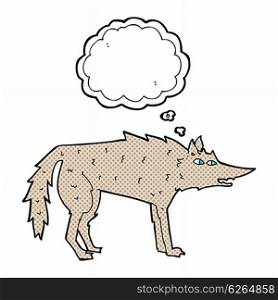 cartoon wolf with thought bubble
