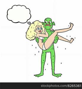 cartoon woman and swamp monster