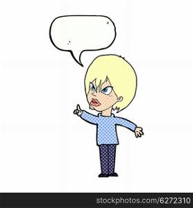 cartoon woman arguing with speech bubble