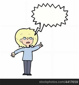 cartoon woman asking question with speech bubble