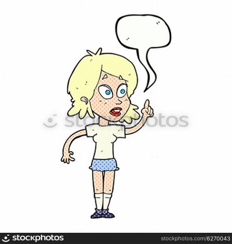 cartoon woman asking question with speech bubble