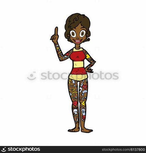 cartoon woman covered in tattoos