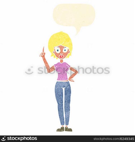 cartoon woman explaining her point with speech bubble