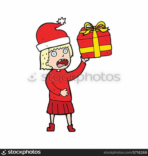 cartoon woman getting ready for christmas