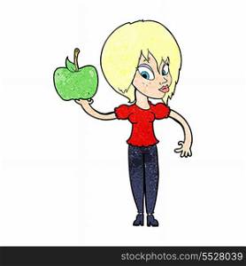 cartoon woman holding apple