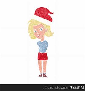 cartoon woman in christmas hat