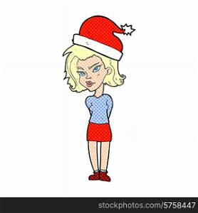 cartoon woman in christmas hat