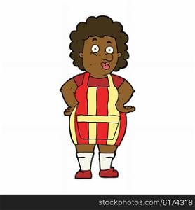 cartoon woman in kitchen apron