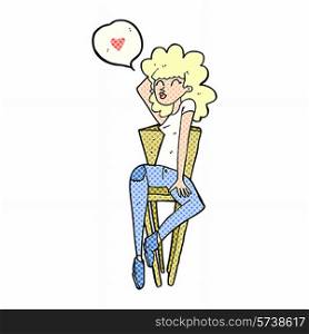 cartoon woman in love posing on chair