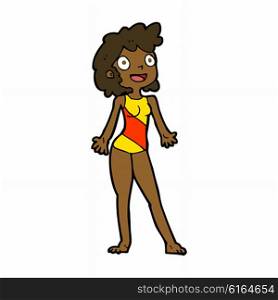 cartoon woman in swimming costume