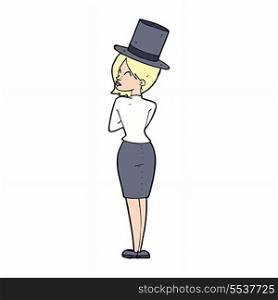 cartoon woman in top hat