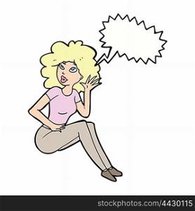 cartoon woman listening with speech bubble