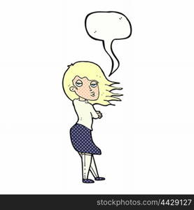 cartoon woman making photo face with speech bubble