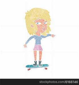 cartoon woman on skateboard