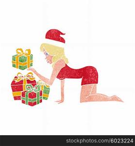 cartoon woman opening presents