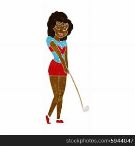 cartoon woman playing golf