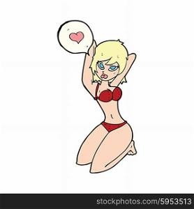 cartoon woman posing with love heart