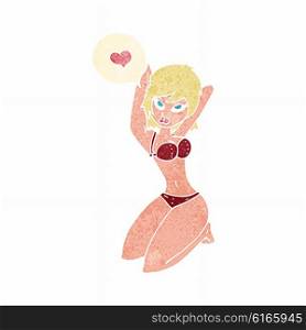 cartoon woman posing with love heart