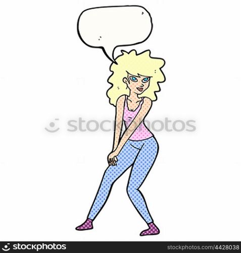 cartoon woman posing with speech bubble