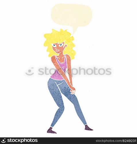 cartoon woman posing with speech bubble