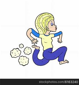 cartoon woman running barefoot